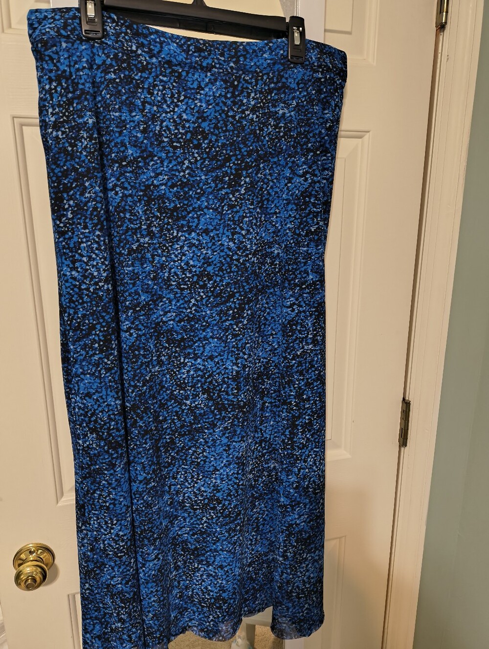 Vince Camuto Black and Royal Blue Printed Maxi Skirt